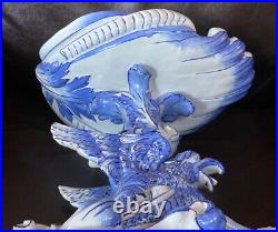 Delft Vintage Blue & White Griffin & Poseidon Rare Centerpiece Maritime Scene