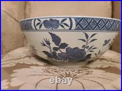 Delft Williamsburg Style Large Centerpiece Bowl Blue And White Porcelain