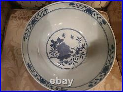 Delft Williamsburg Style Large Centerpiece Bowl Blue And White Porcelain