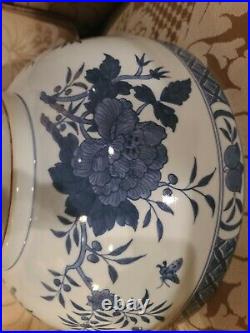 Delft Williamsburg Style Large Centerpiece Bowl Blue And White Porcelain