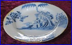 Delft blue & white tin glaze vintage Georgian antique wall plate charger B