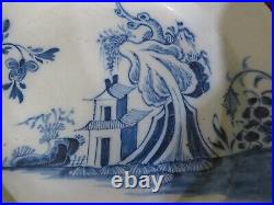 Delft blue & white tin glaze vintage Georgian antique wall plate charger B