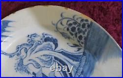 Delft blue & white tin glaze vintage Georgian antique wall plate charger B