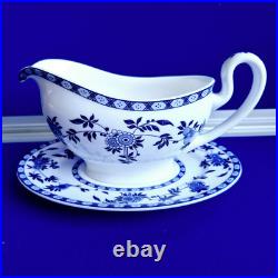 Delft by Minton Gravy Boat & Stand Blue And White Bone China Quality England