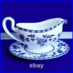 Delft by Minton Gravy Boat & Stand Blue And White Bone China Quality England
