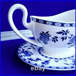 Delft by Minton Gravy Boat & Stand Blue And White Bone China Quality England
