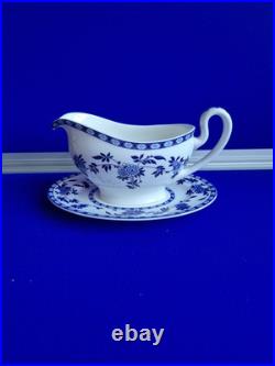 Delft by Minton Gravy Boat & Stand Blue And White Bone China Quality England