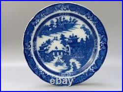 Dinner plate Leeds Pottery Pearlware Blue & White Longbridge Pattern C1800-10