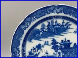 Dinner plate Leeds Pottery Pearlware Blue & White Longbridge Pattern C1800-10