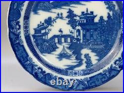 Dinner plate Leeds Pottery Pearlware Blue & White Longbridge Pattern C1800-10