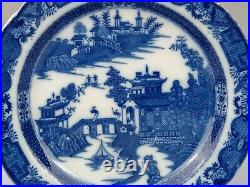 Dinner plate Leeds Pottery Pearlware Blue & White Longbridge Pattern C1800-10