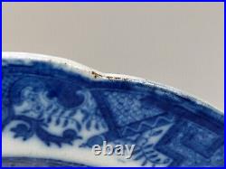 Dinner plate Leeds Pottery Pearlware Blue & White Longbridge Pattern C1800-10