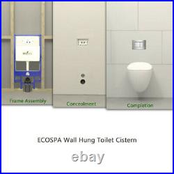 ECOSPA WC Concealed Wall Hung Toilet Cistern Frame + Dual White Eco Flush Plate