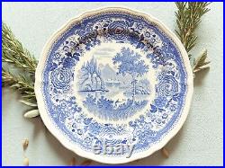 EIGHT Mismatched Blue and White China Plates. Blue and White Transferware Plates