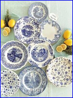 EIGHT Mismatched Blue and White Plates/Dishes. Blue & White Transferware Plates