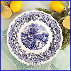 EIGHT Mismatched Blue and White Transferware Plates/Dishes. Mix and Match Plates