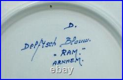 @ EXCELLENT @ Ram Arnhem handpainted blue & white floral Delft charger ca 1935