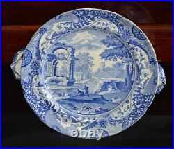 Early 19c Blue and White Transfer-Printed Spode Italian Pattern Hot Water Plate