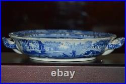 Early 19c Blue and White Transfer-Printed Spode Italian Pattern Hot Water Plate