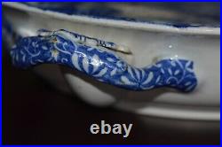 Early 19c Blue and White Transfer-Printed Spode Italian Pattern Hot Water Plate