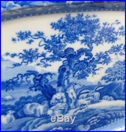 Early 19thC Pearlware MEAT PLATE / 16 Platter Piping Shepherd / Blue & White
