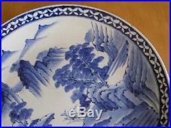 Early Japanese Signd Arita Ko-Imari Chinese Blue White Ceramic Porcelain Charger