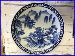 Early Japanese Signed Arita Ko-Imari Chinese Blue White Ceramic Porcelain Charge