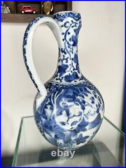 Edo Period Japanese Porcelain Figural Jug / Ewer Blue White 17thC Antique