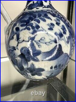 Edo Period Japanese Porcelain Figural Jug / Ewer Blue White 17thC Antique