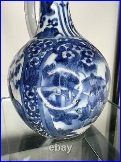 Edo Period Japanese Porcelain Figural Jug / Ewer Blue White 17thC Antique