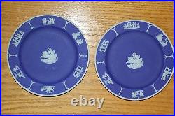 Eight Antique Wedgwood Cobalt Blue Jasper Ware 6 Dessert Plates (c. 1920)