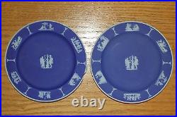 Eight Antique Wedgwood Cobalt Blue Jasper Ware 6 Dessert Plates (c. 1920)