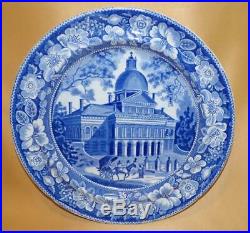 Enoch Wood & Sons Pearlware Blue & White Boston Statehouse Dinner Plate C1820