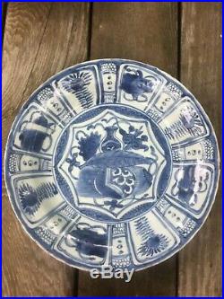 Estate Antique Kraak Chinese Blue White Porcelain Dish Charger Plate