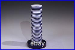 Ettore Sottsass Pottery Geo Vase Blue & White Stripes Italian Signed 11/15 Ed