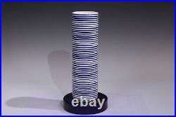 Ettore Sottsass Pottery Geo Vase Blue & White Stripes Italian Signed 11/15 Ed