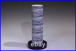 Ettore Sottsass Pottery Geo Vase Blue & White Stripes Italian Signed 11/15 Ed