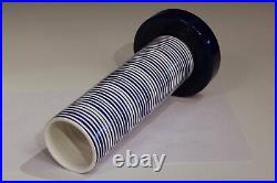 Ettore Sottsass Pottery Geo Vase Blue & White Stripes Italian Signed 11/15 Ed