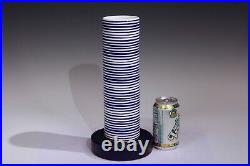 Ettore Sottsass Pottery Geo Vase Blue & White Stripes Italian Signed 11/15 Ed