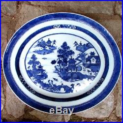 Exceptional Antique 1810 Chinese NANKING CANTON Blue White Export 18 Platter