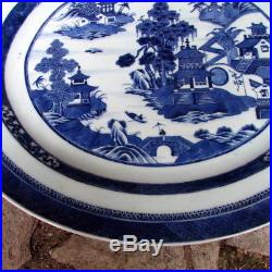 Exceptional Antique 1810 Chinese NANKING CANTON Blue White Export 18 Platter