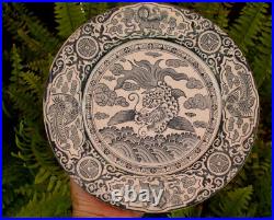 FABULOUS Antique c1890 J & MP BELL, Scottish Pottery Oriental transfer, col. Plate