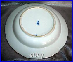 FIVE (5) Antique Meissen Blue Onion Gold Trim Soup Plates 8.5Dia. Crossed Sword