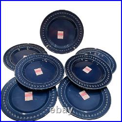 Fapor Portugal 7 Dinner Plates 11.5 Dark Navy Blue Delmar Raised Dots vapor