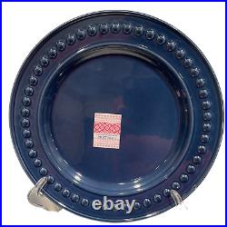 Fapor Portugal 7 Dinner Plates 11.5 Dark Navy Blue Delmar Raised Dots vapor