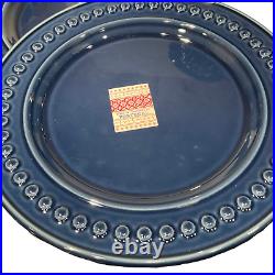 Fapor Portugal 7 Dinner Plates 11.5 Dark Navy Blue Delmar Raised Dots vapor