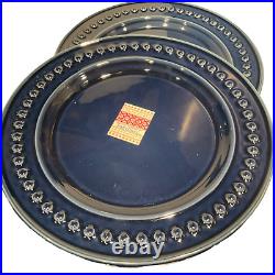 Fapor Portugal 7 Dinner Plates 11.5 Dark Navy Blue Delmar Raised Dots vapor