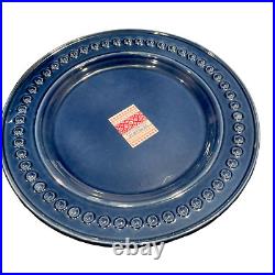 Fapor Portugal 7 Dinner Plates 11.5 Dark Navy Blue Delmar Raised Dots vapor