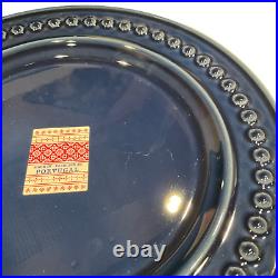 Fapor Portugal 7 Dinner Plates 11.5 Dark Navy Blue Delmar Raised Dots vapor