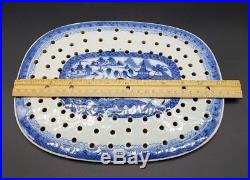 Fine 19thc Chinese Canton Blue And White Porcelain Strainer